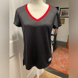 Fanatics Black Women's Tee with Red V-Neck NWT Small